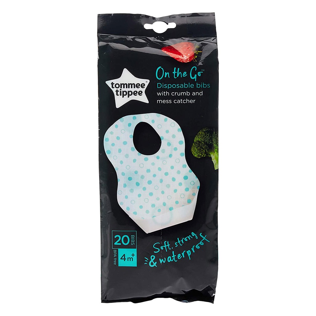 Tommee Tippee, Crumb & Mess Catcher Disposable Bibs, Disposable bibs for babies and children, pack of 20