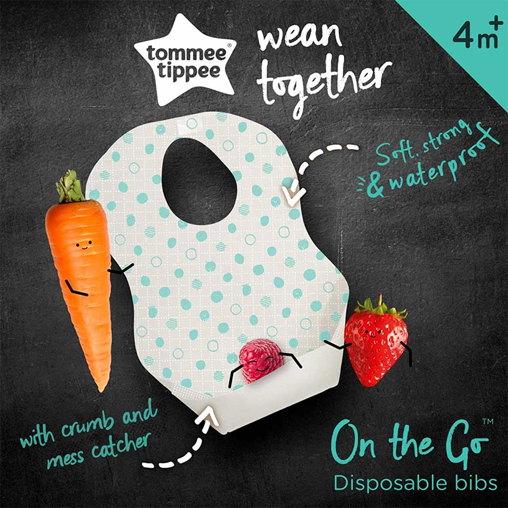 Tommee Tippee, Crumb & Mess Catcher Disposable Bibs, Disposable bibs for babies and children, pack of 20