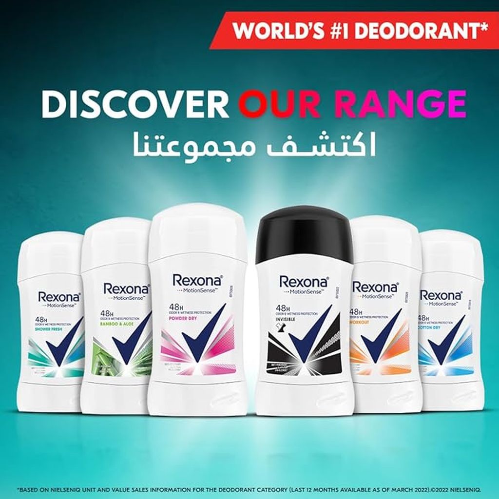 Rexona, Motion Sense cotton dry antiperspirant stick, Long-lasting sweat and odor protection, 40g