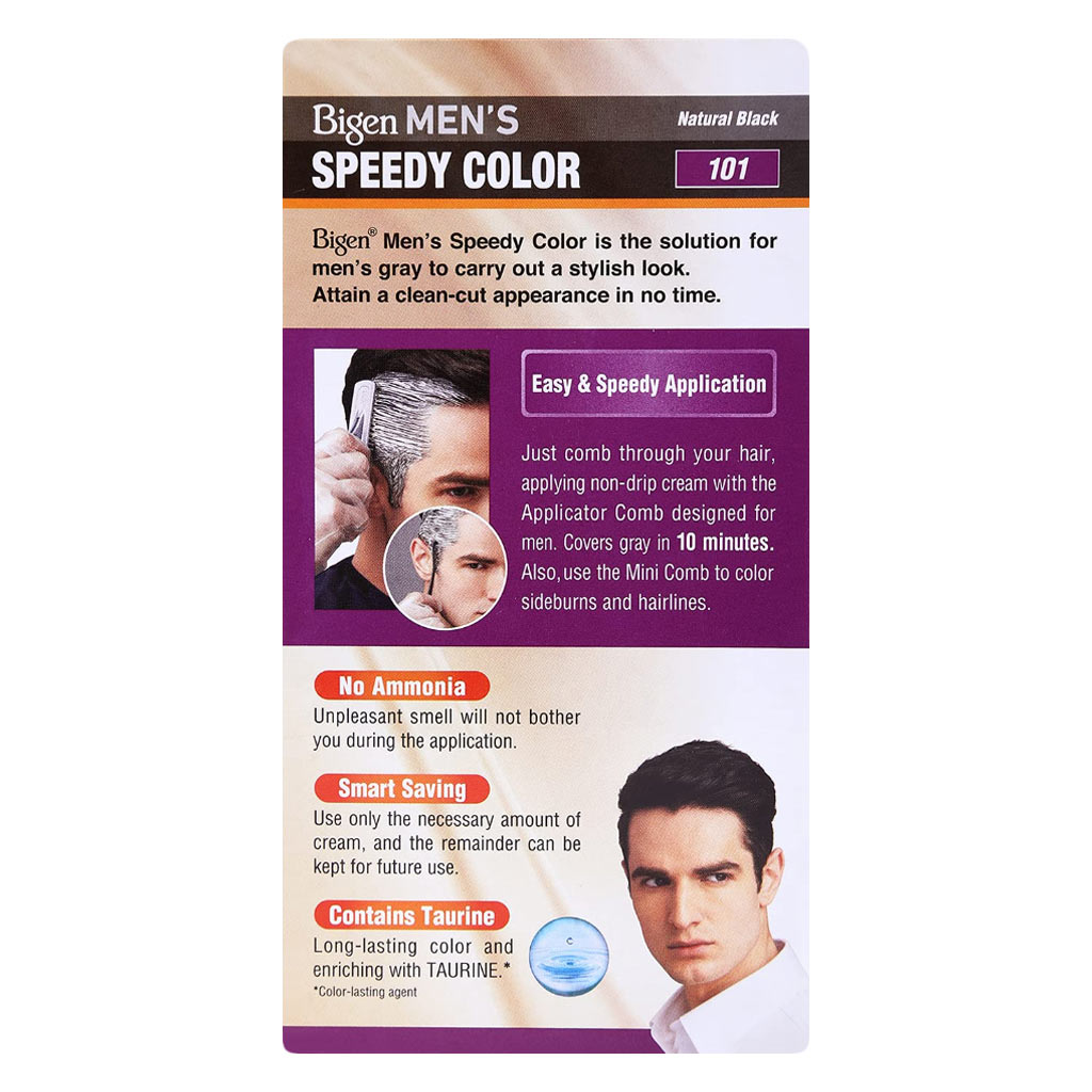 Bigen, Men’s Speedy Hair Color Natural Black, Quick hair dye for natural black color, 80 g