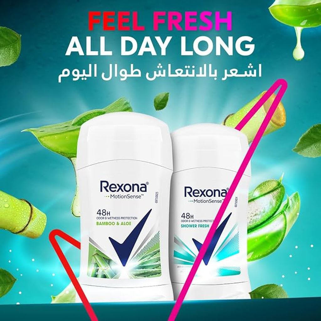 Rexona, Motion Sense bamboo antiperspirant stick, Natural scent sweat and odor protection, 40g