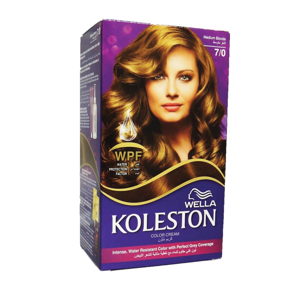 Koleston, Hair Color Kit 70 Medium Blond, Permanent hair color kit for medium blond shade