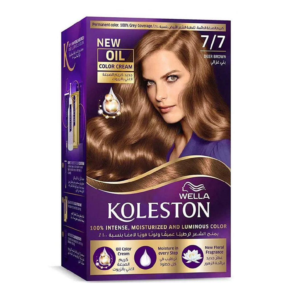 Wella, Koleston Hair Color Kit 77 Deer Brown, Complete hair coloring kit for deep deer brown shade, Kit