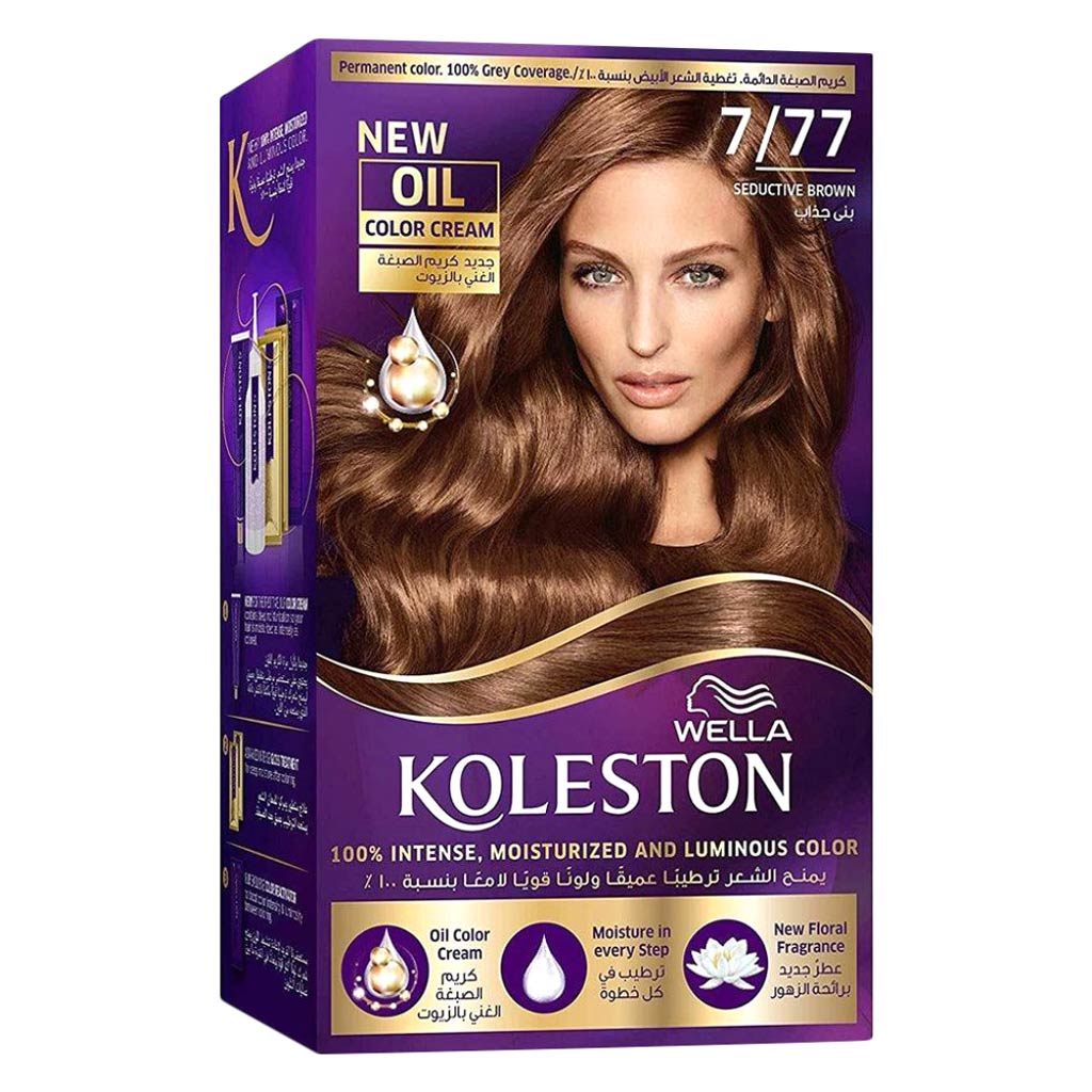 Wella, Koleston Hair Color Kit 777 Seductive Brown, Permanent hair color kit for rich seductive brown shade