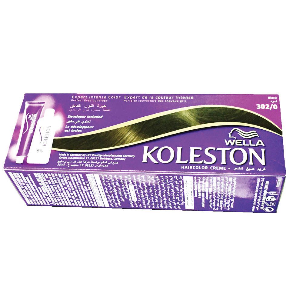 Wella, Koleston Hair Color Cream Black 3020, Cream hair color for intense black coverage