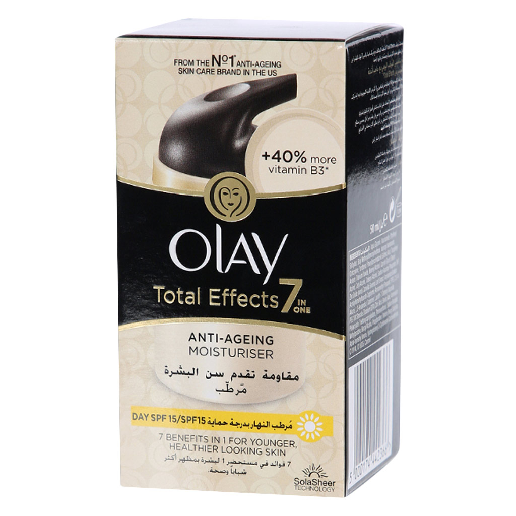 Olay, Total Effects Anti-Aging Day Moisturizer SPF 15, Hydrating moisturizer with sun protection and anti-aging benefits, 50 ml