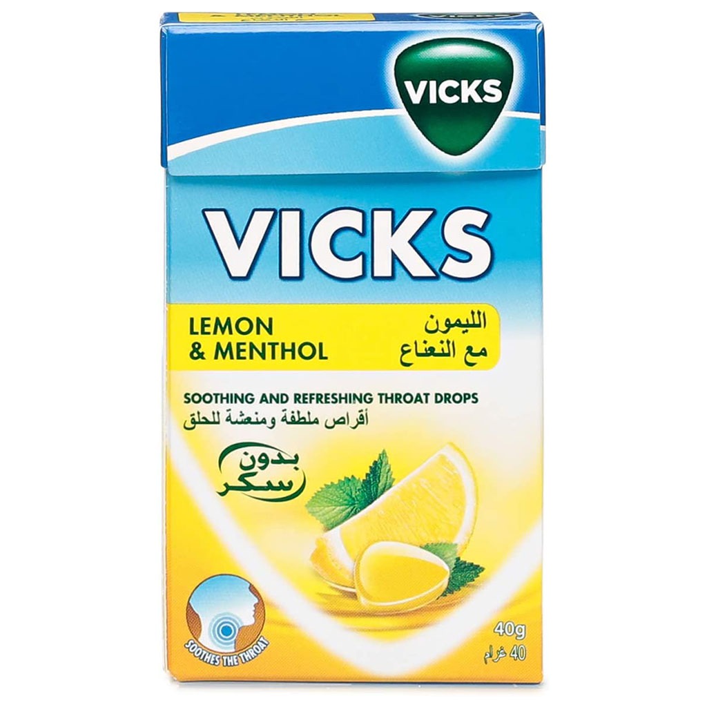 Vicks, Td Lemon, Soothing throat lozenges with lemon flavor, 40 g