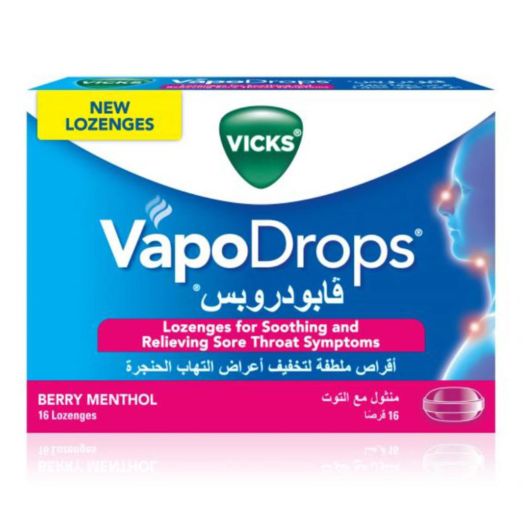 Vicks, VapoDrops Berry Menthol Lozenges, Soothing menthol lozenges for cough relief, 16 lozenges