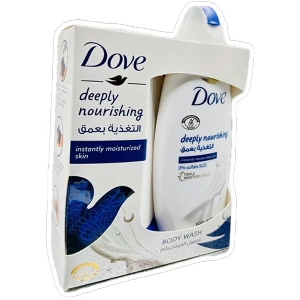 Dove, Deeply Nourishing Body Wash and Bath Loofah, Deeply moisturizing body wash with exfoliating loofah, 250ml