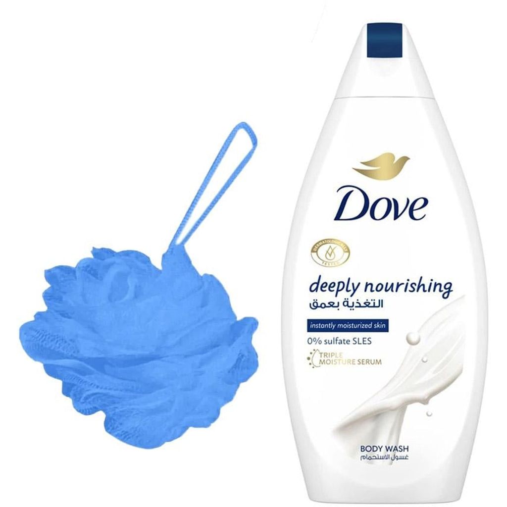 Dove, Deeply Nourishing Body Wash and Bath Loofah, Deeply moisturizing body wash with exfoliating loofah, 250ml