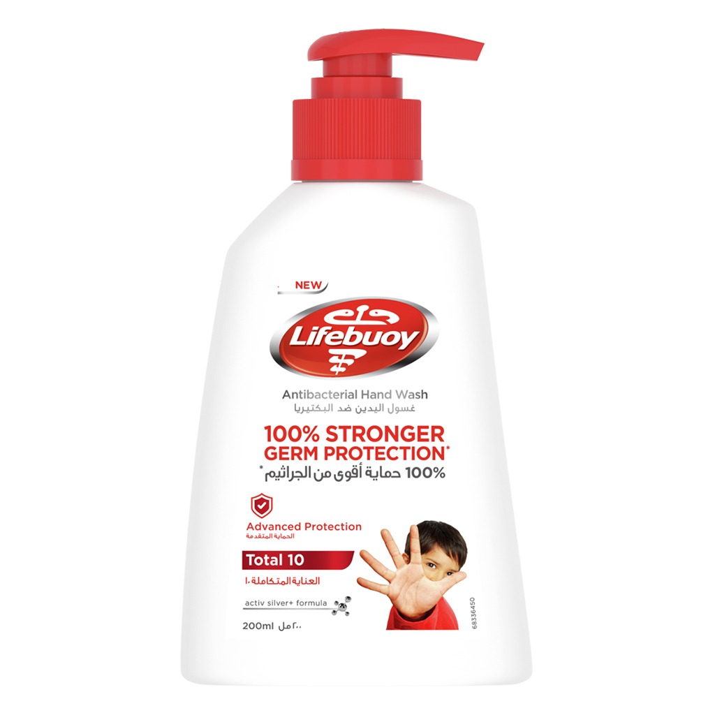 Lifebuoy, Total 10 Hand Wash, Antibacterial hand wash for daily protection, 200ml