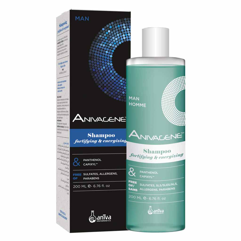 Anivagene, Fortifying and energizing shampoo for man, Strengthening shampoo for healthy scalp, 200ml