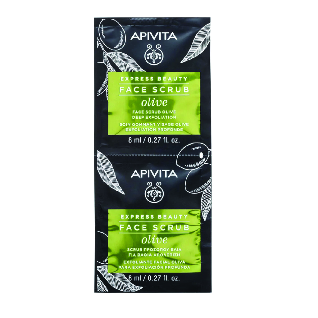 Apivita, Olive Face Scrub, Gentle exfoliating scrub, 8 ml × 2