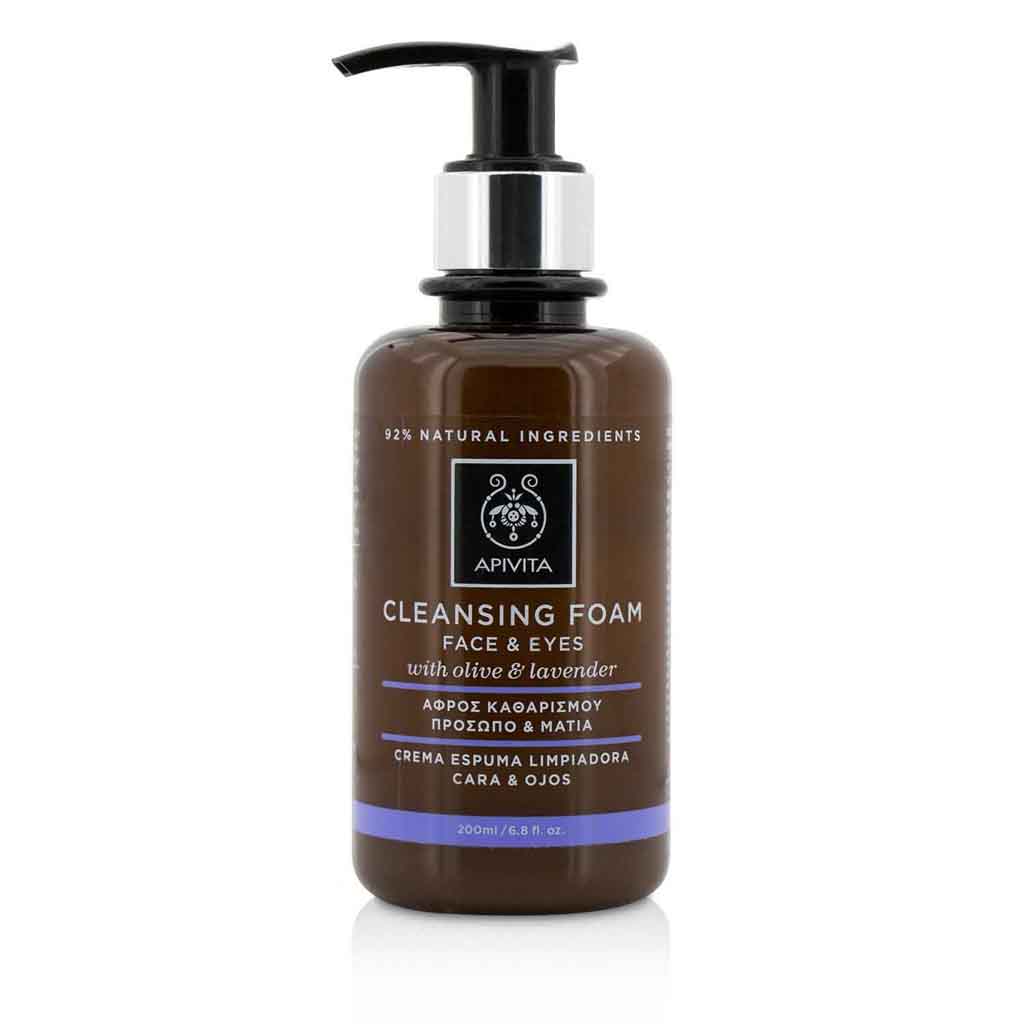 Apivita, Cleansing Foam Olive & Lavender, Gentle face and eye cleanser with natural ingredients, 200 ml