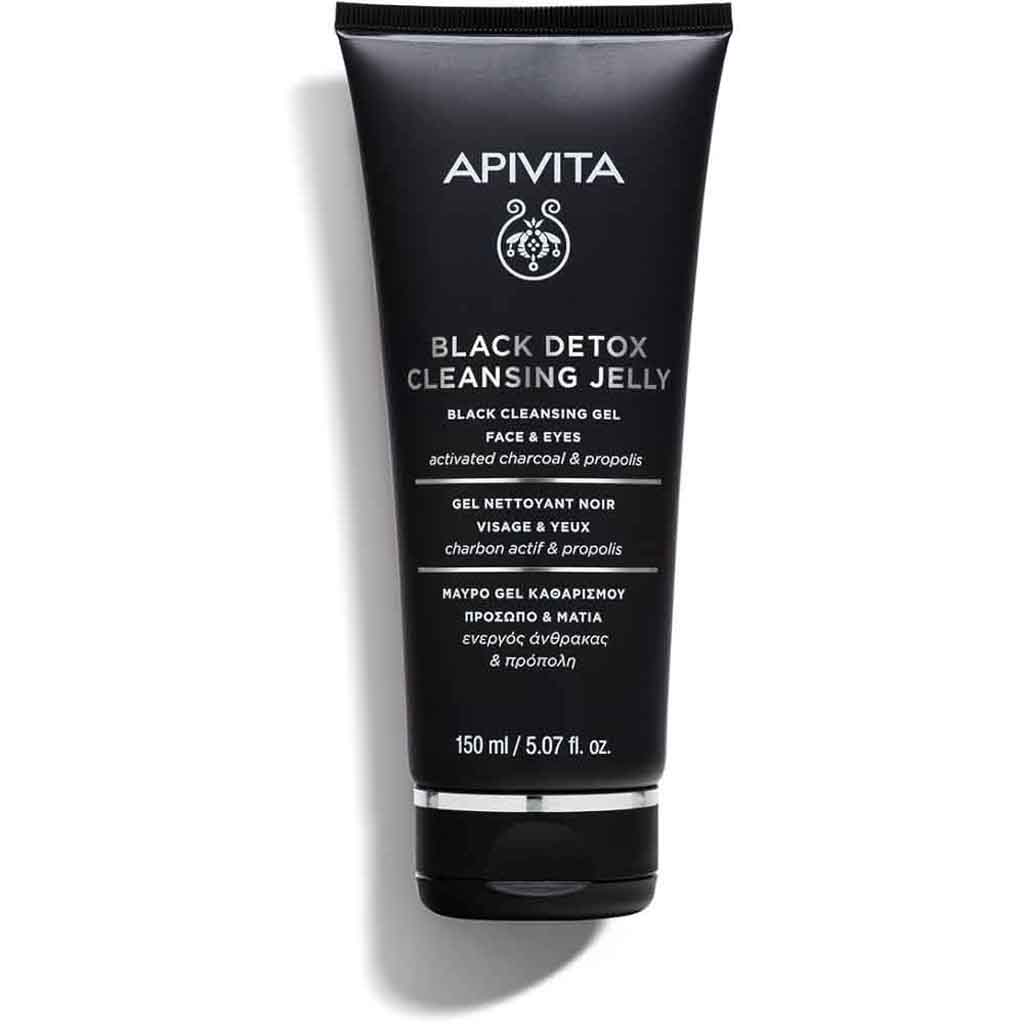 Apivita, Black Detox Cleansing Jelly, Activated charcoal and propolis gel cleanser, 150 ml