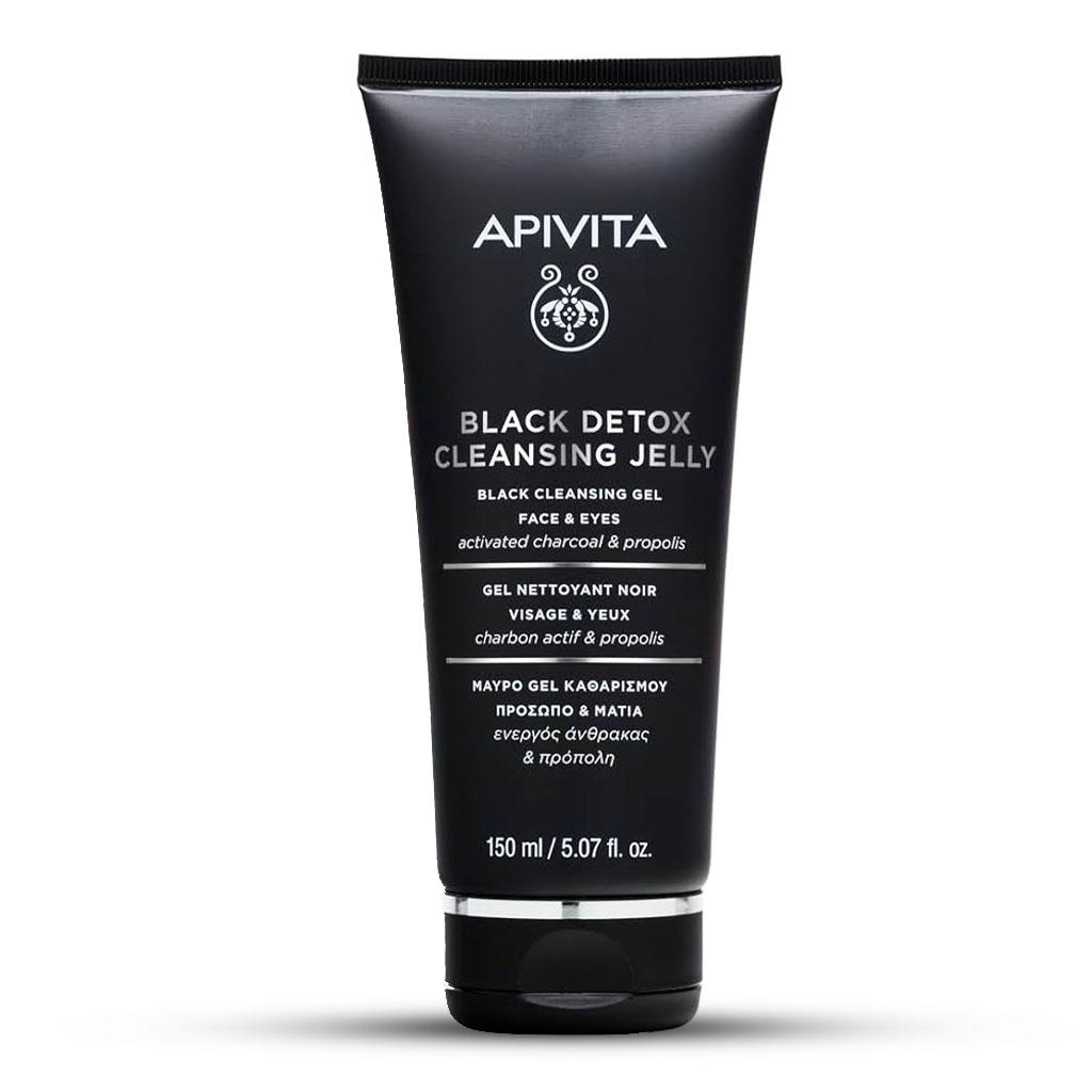 Apivita, Black Detox Cleansing Jelly, Activated charcoal and propolis gel cleanser, 150 ml