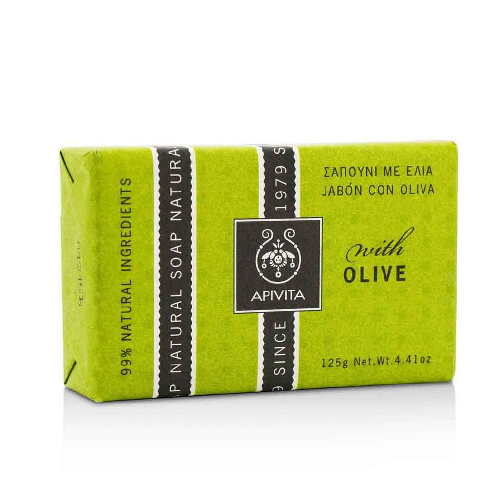 Apivita, Natural Soap Olive, Moisturizing olive oil soap for sensitive skin, 125 g