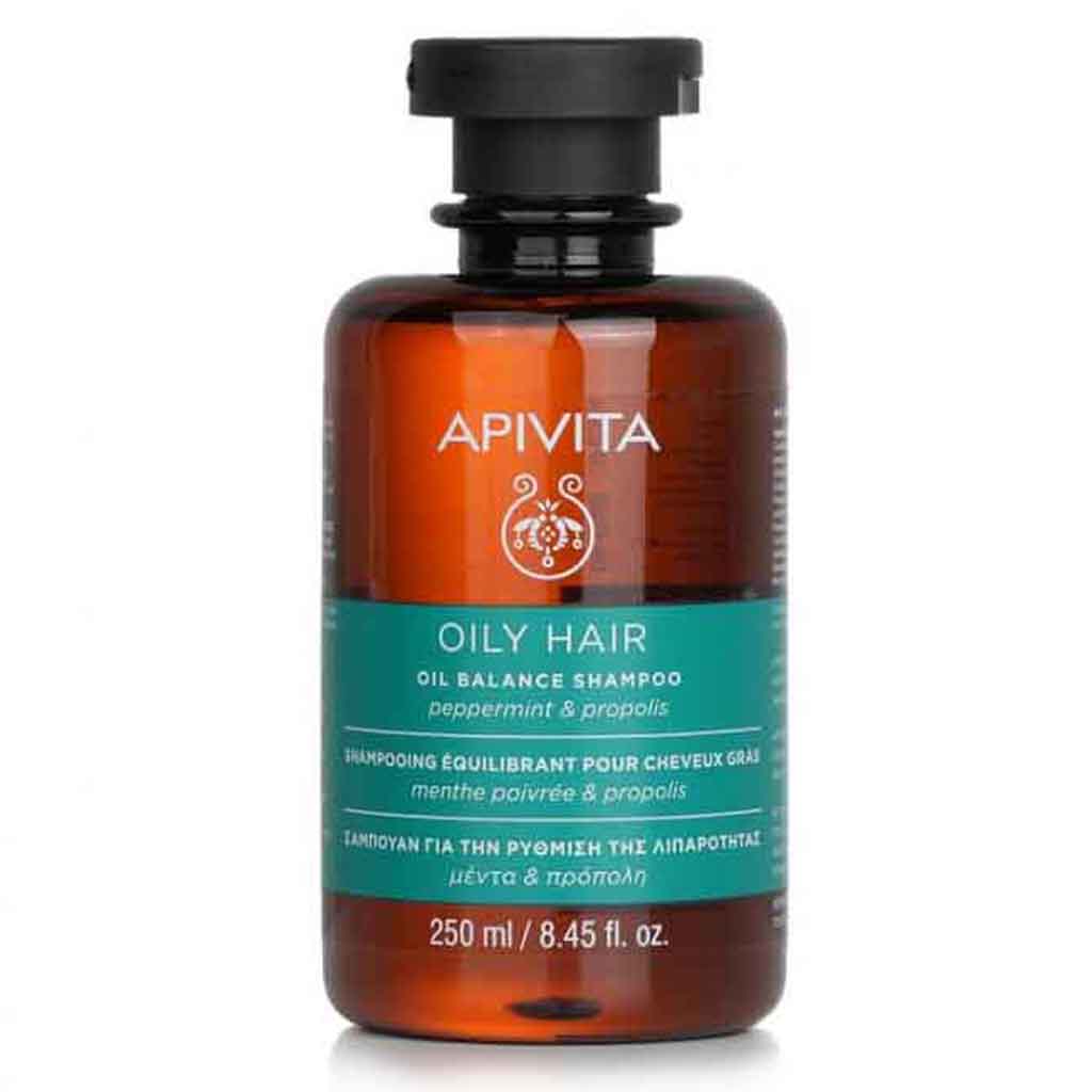 Apivita, Oil Balance Shampoo Peppermint & Propolis, Cleanses and Nourishes Hair, 250 ml