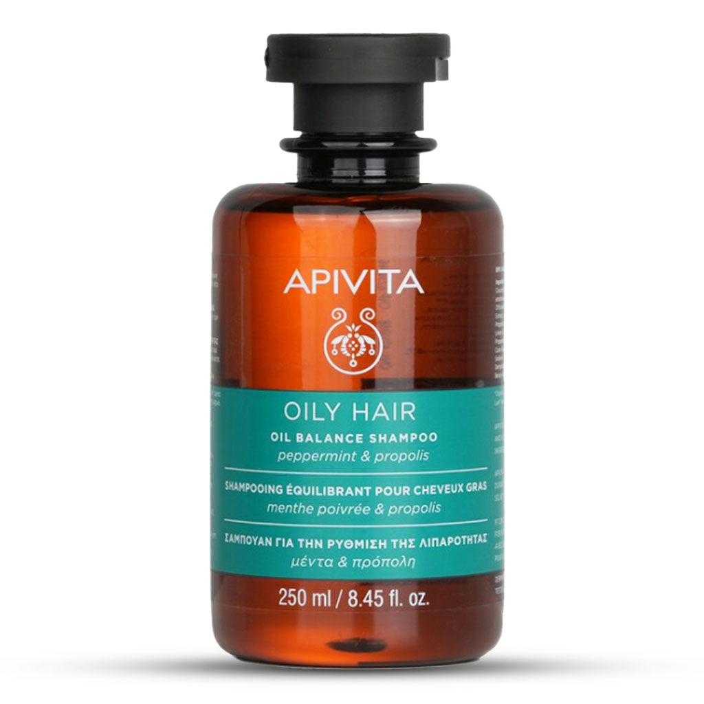 Apivita, Oil Balance Shampoo Peppermint & Propolis, Cleanses and Nourishes Hair, 250 ml