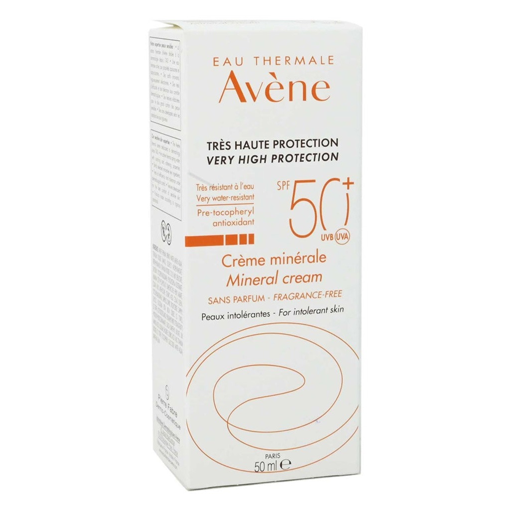 Avene, Sun Care Mineral Cream SPF 50+, High protection mineral sunscreen for sensitive skin, 50 ml
