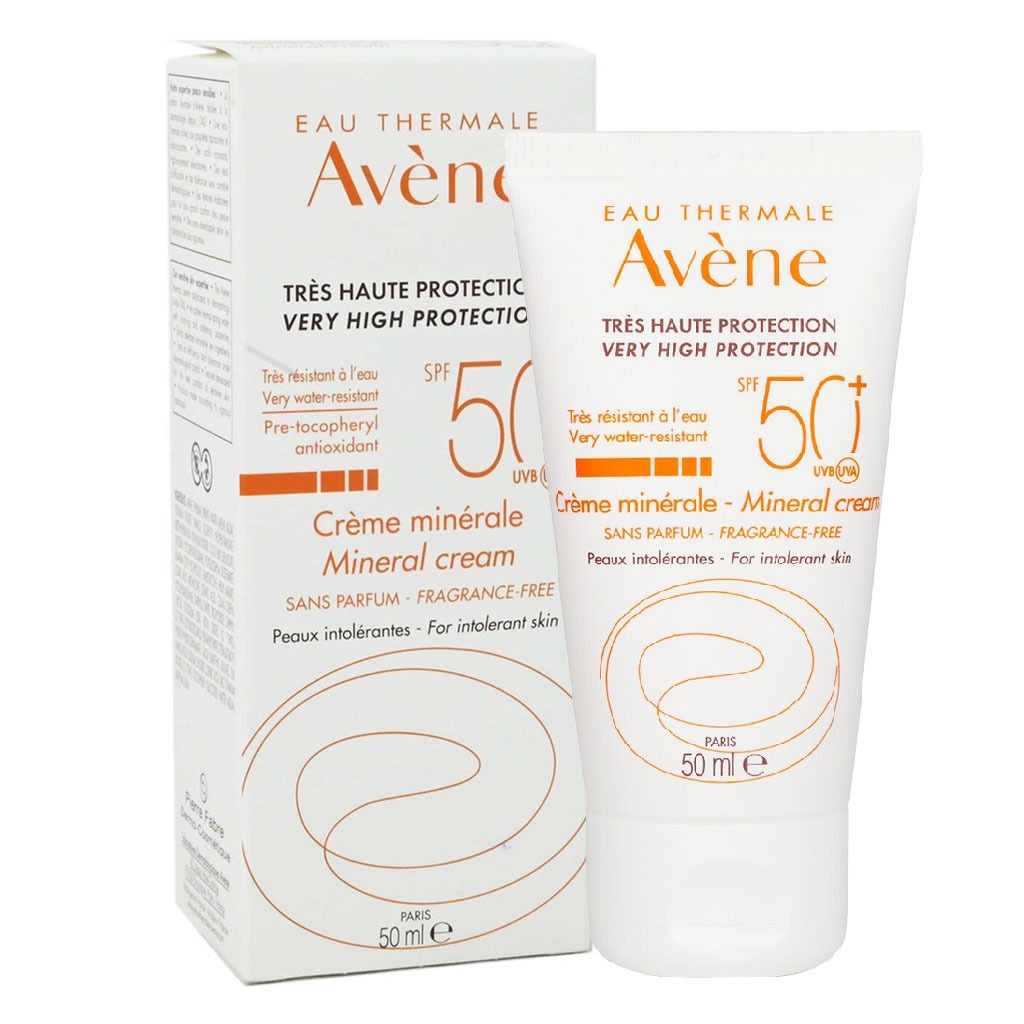 Avene, Sun Care Mineral Cream SPF 50+, High protection mineral sunscreen for sensitive skin, 50 ml