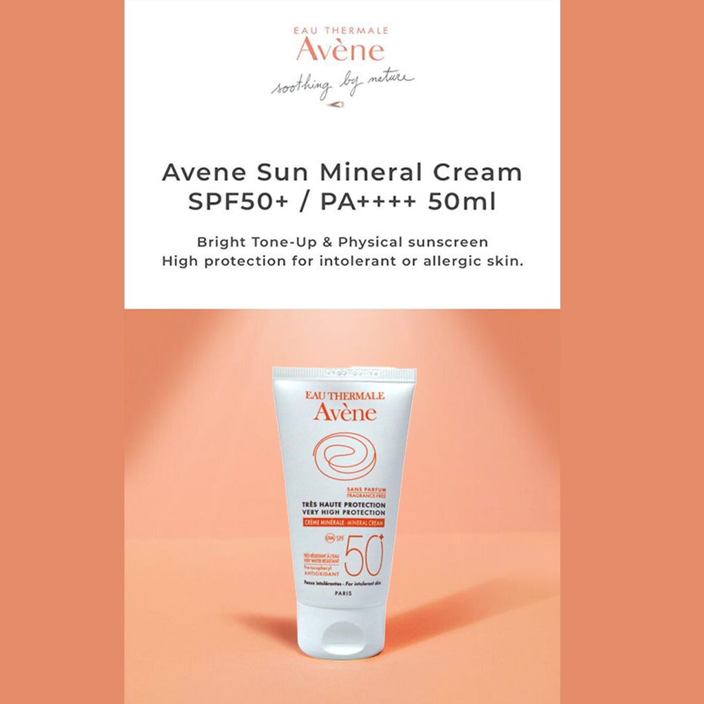 Avene, Sun Care Mineral Cream SPF 50+, High protection mineral sunscreen for sensitive skin, 50 ml