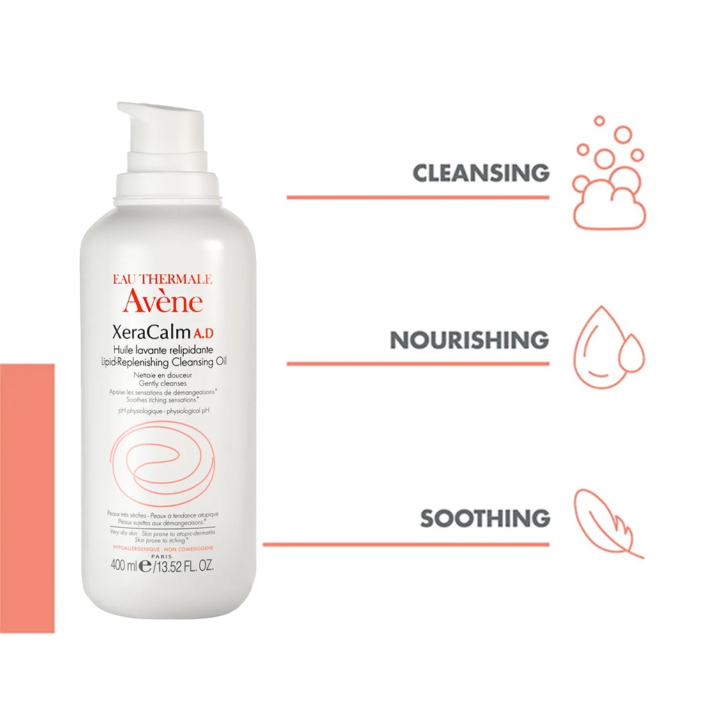 Avene, Xeracalm Lipid Replenishing Cleansing Oil, Soothing cleansing oil for dry sensitive skin, 400ml
