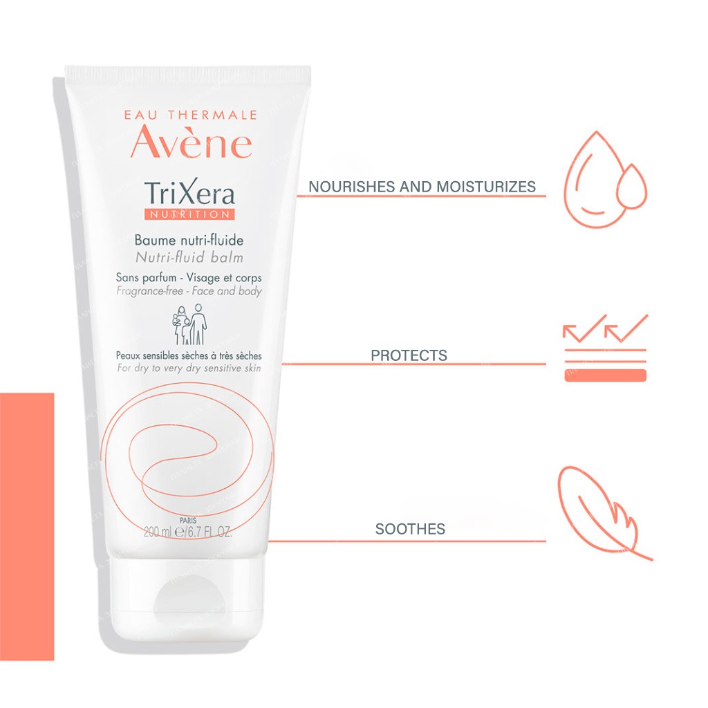 Avene, Trixera Nutrition Nutri-Fluid Balm, Emollient balm for dry and sensitive skin, 200ml
