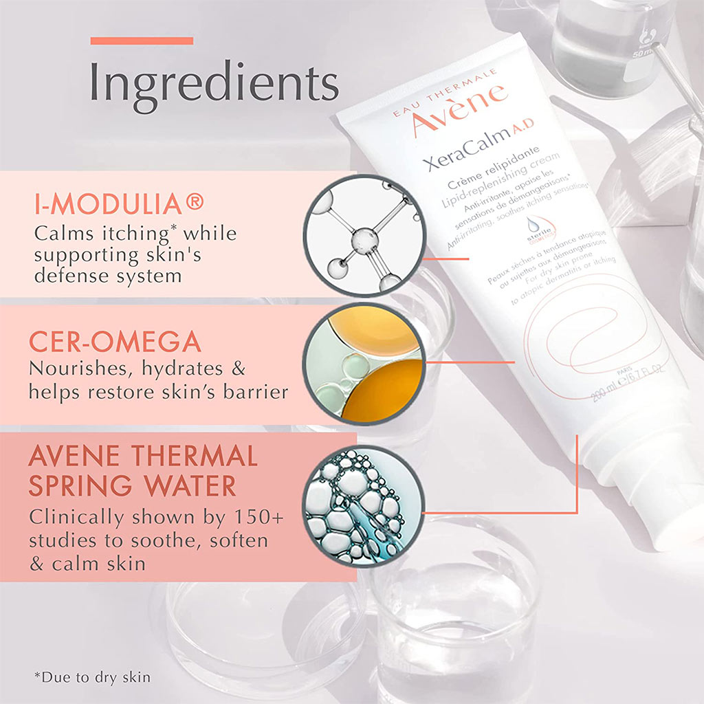 Avene, XeraCalm A.D lipid replenishing cream, Soothing cream for dry sensitive skin, 200ml