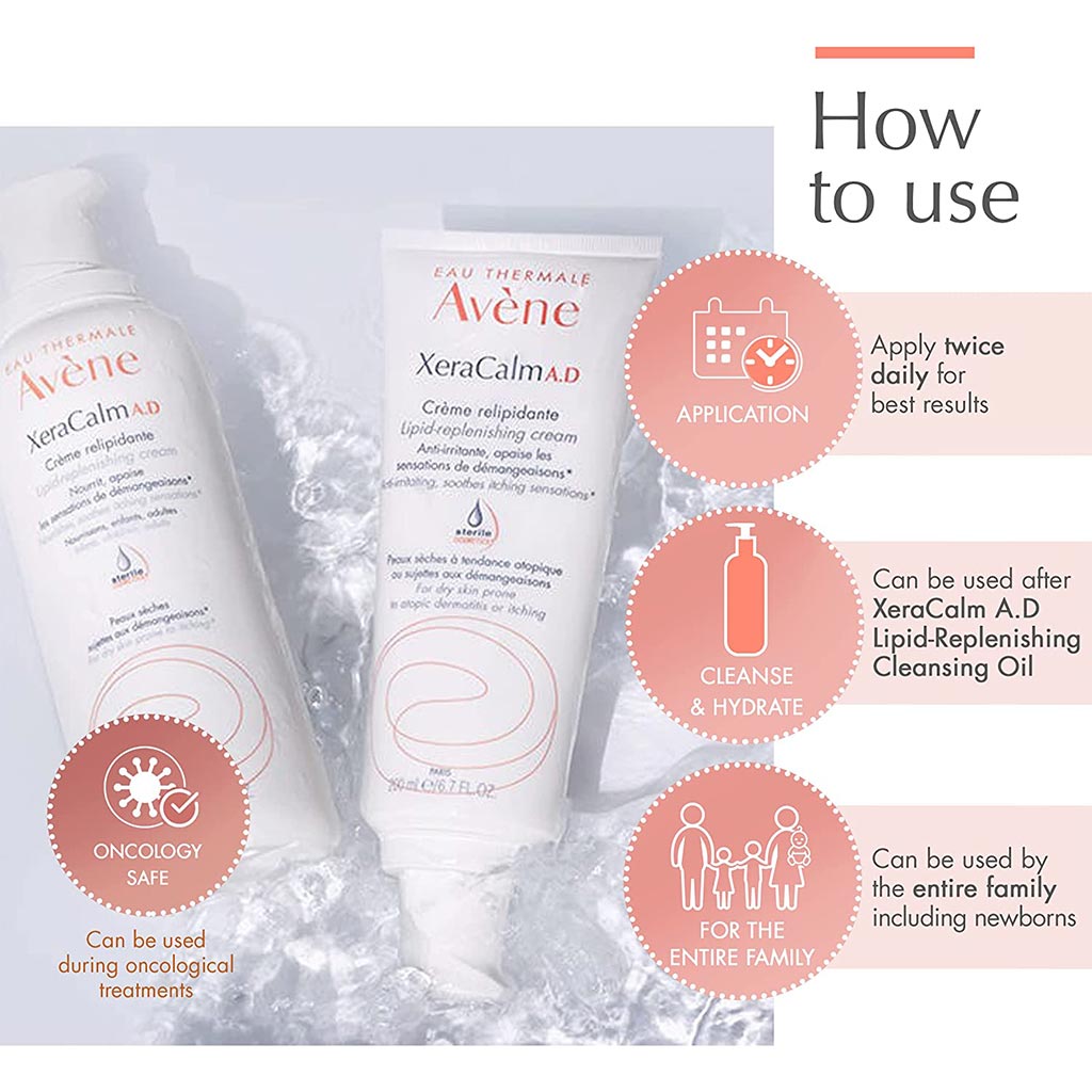 Avene, XeraCalm A.D lipid replenishing cream, Soothing cream for dry sensitive skin, 200ml