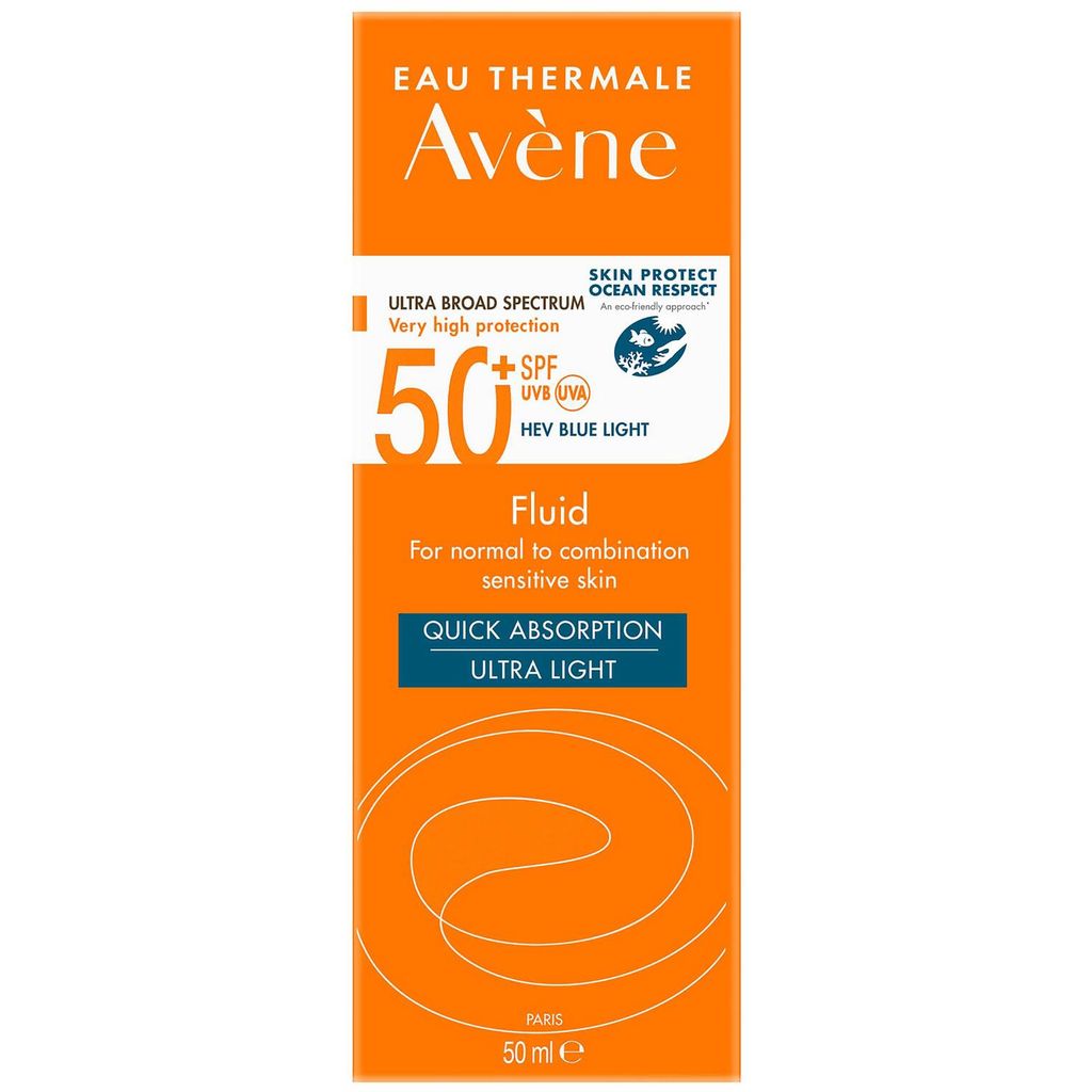 Avene, SPF 50+ Fluid with fragrance, Lightweight high protection sunscreen with pleasant scent, 50 ml