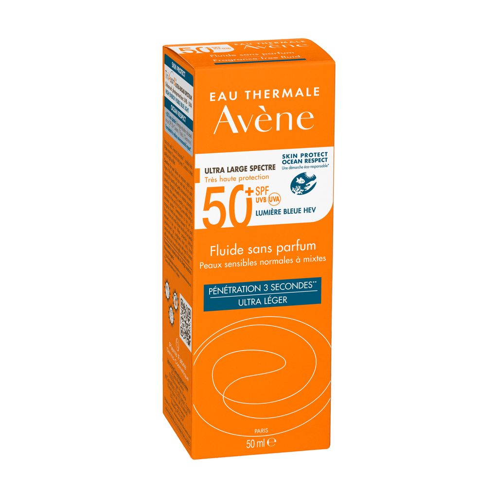 Avène, SPF 50+ Fluid, Lightweight facial sunscreen, 50 ml