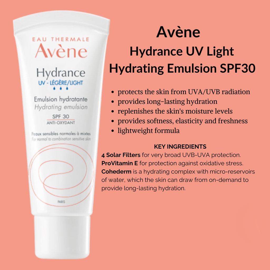 Avène, Hydrance Optimale SPF 30 Emulsion, Hydrating daily sunscreen, 40 ml