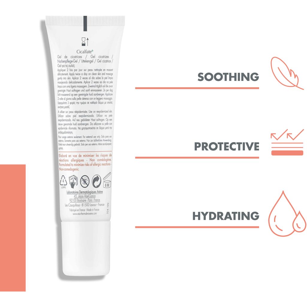 Avene, Cicalfate+ scar gel, Repairing gel for scar and skin recovery, 30ml