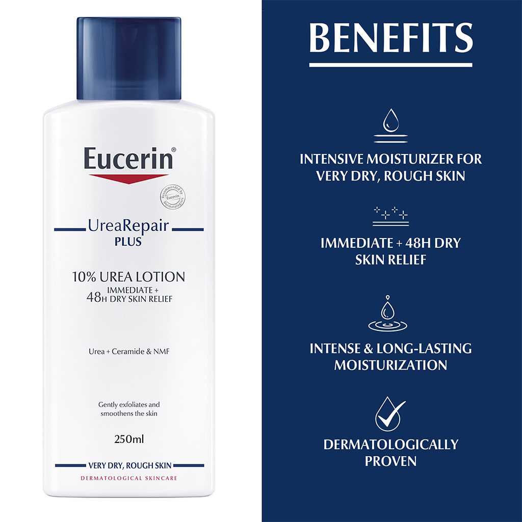 Eucerin, Urea Repair Plus 10% urea body lotion, Intensive hydration for very dry sensitive skin, 250 ml