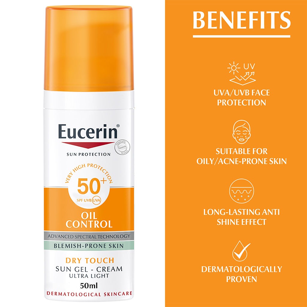 Eucerin, Sun Oil Control Gel-Cream SPF 50+, Oil control sun protection gel-cream, 50ml
