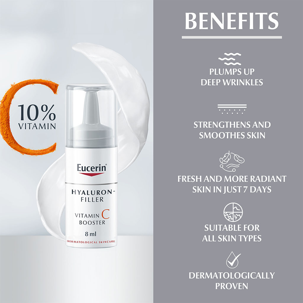 Eucerin, Hyaluron-Filler Vitamin C Booster Serum, Anti-aging serum with vitamin C and hyaluronic acid, 8ml