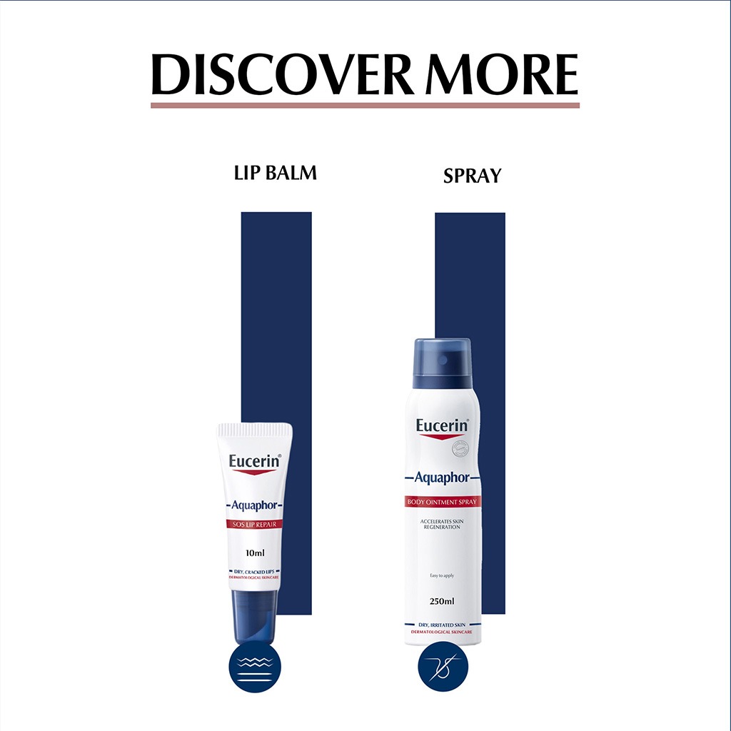 Eucerin, Aquaphor Soothing Skin Lip Balm, Healing lip balm for dry and cracked lips, 45ml