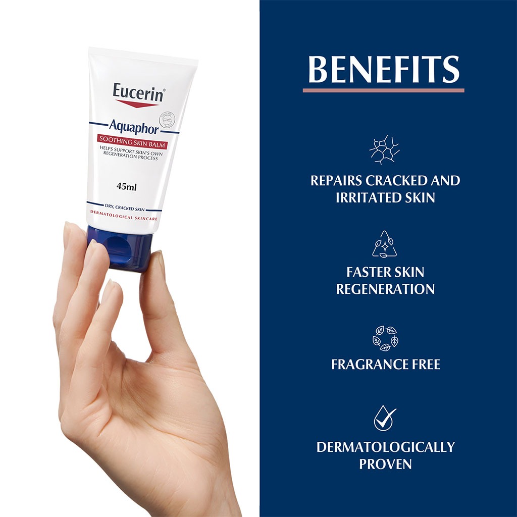 Eucerin, Aquaphor Soothing Skin Lip Balm, Healing lip balm for dry and cracked lips, 45ml