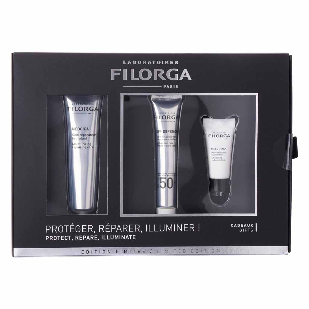 Filorga, Protect Repair Illuminate Kit, UV defense and skin repair kit with mask, 62ml total