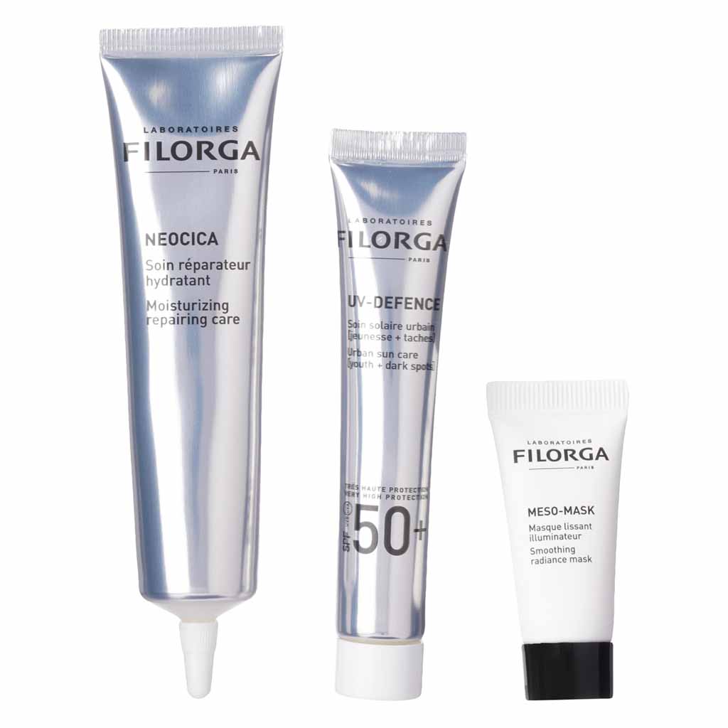 Filorga, Protect Repair Illuminate Kit, UV defense and skin repair kit with mask, 62ml total
