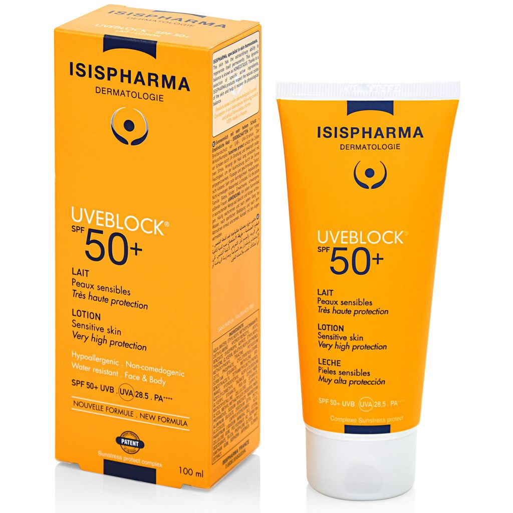 Isispharma, UVEBLOCK SPF 50+ Lotion, Broad spectrum sun protection lotion, 100ml