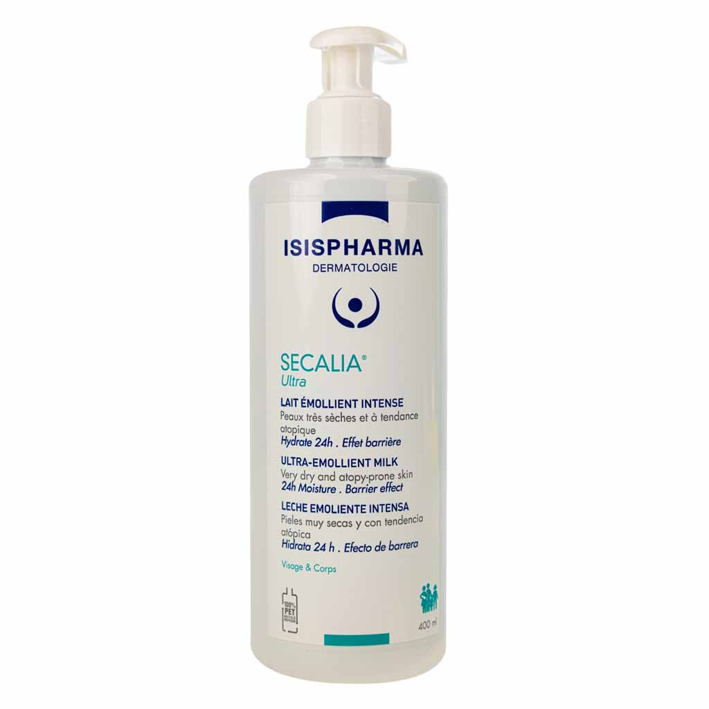 Isispharma, Secalia Ultra-Emollient Face and Body Moisturizer Milk Cream, Intensive moisturizing cream for dry skin, 400ml
