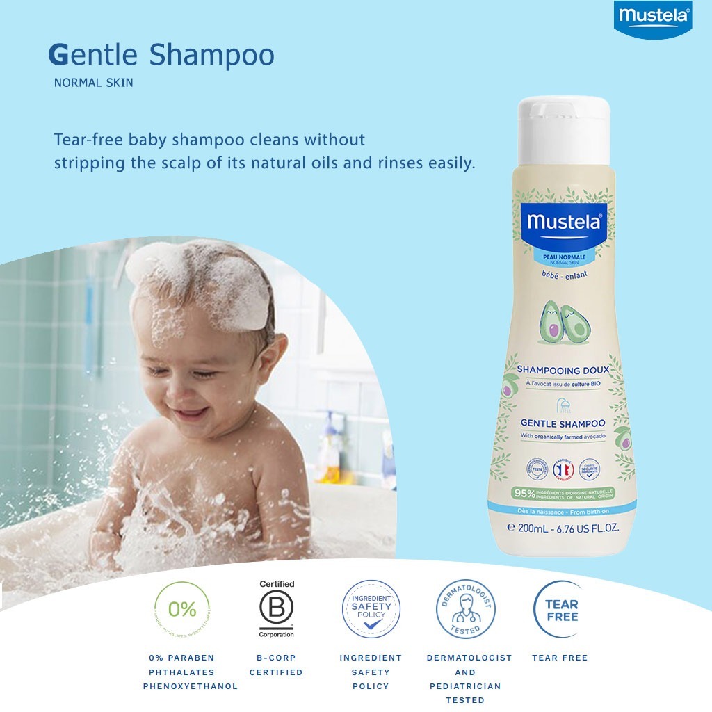 Mustela, Baby Shampoo, Gentle cleansing shampoo for baby’s delicate hair, 200ml