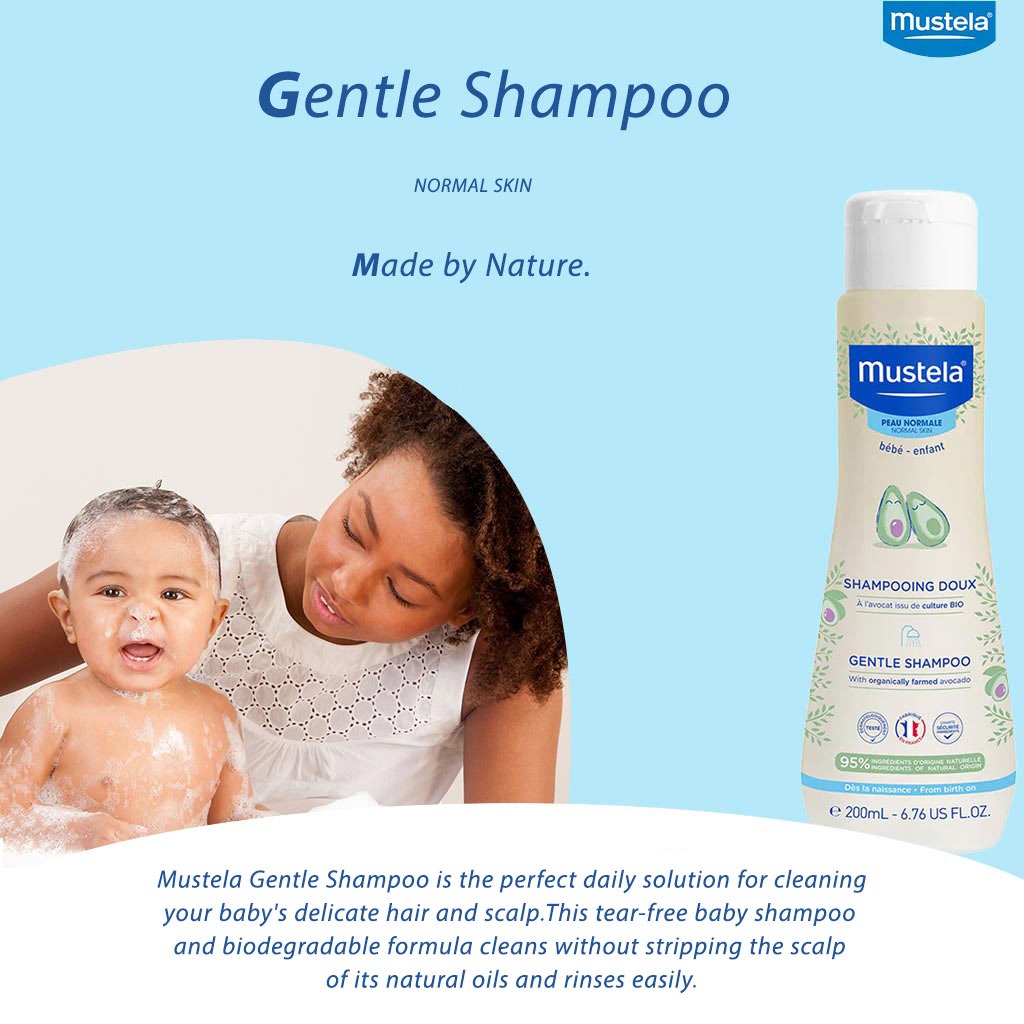 Mustela, Baby Shampoo, Gentle cleansing shampoo for baby’s delicate hair, 200ml