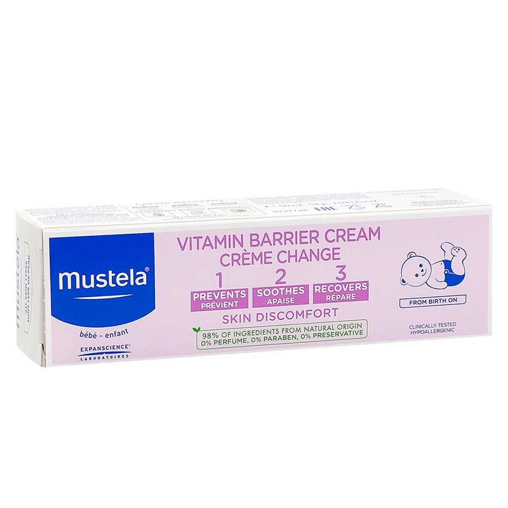 Mustela, Vitamin Barrier Cream 1-2-3, Protective cream for diaper rash prevention, 50 ml