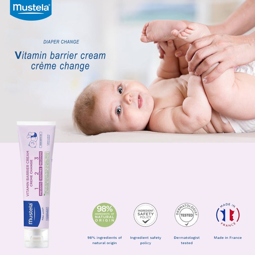 Mustela, Vitamin Barrier Cream 1-2-3, Protective cream for diaper rash prevention, 50 ml
