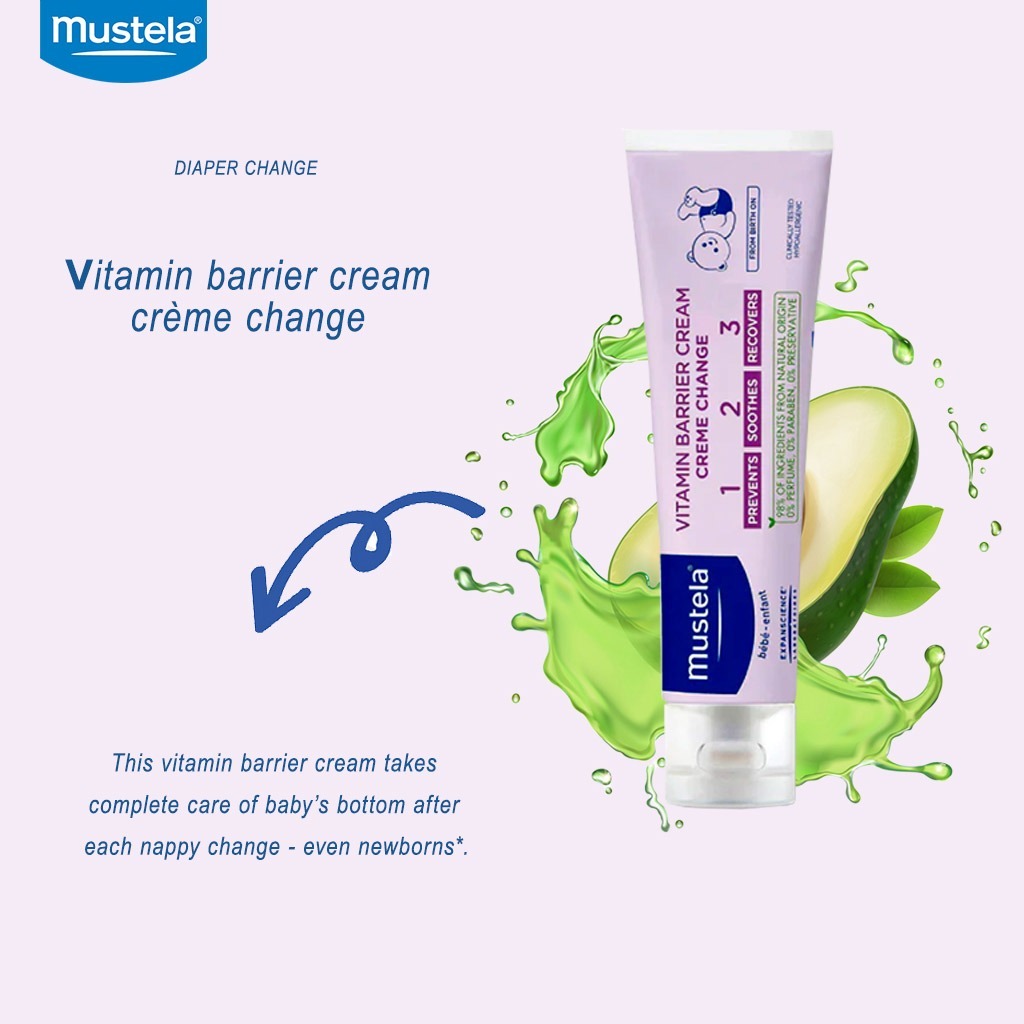 Mustela, Vitamin Barrier Cream 1-2-3, Protective cream for diaper rash prevention, 50 ml