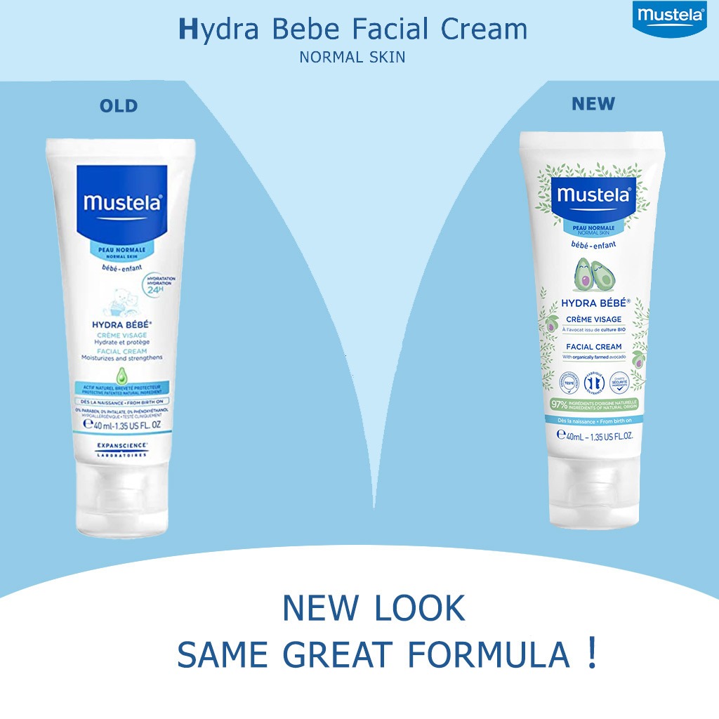 Mustela, Hydra Bébé facial cream, Gentle moisturizing cream for baby’s sensitive skin, 40 ml