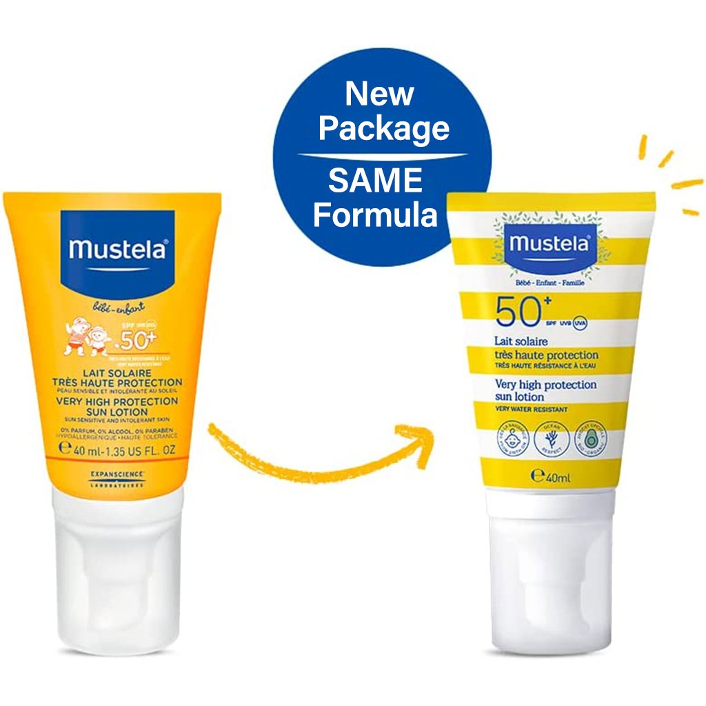 Mustela, Very High Protection SPF 50+ Baby Sunscreen Lotion, Broad spectrum sunscreen for babies, 40ml